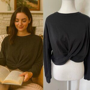 Only Cropped Front Knot Long Sleeve Shirt S